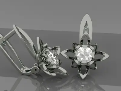 Lotos earrings with english clasp 3D print model