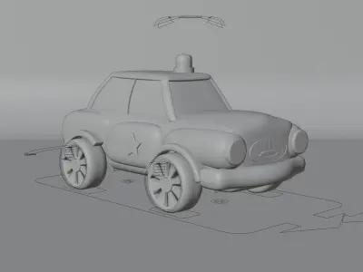 cartoon police car Low-poly 3D model
