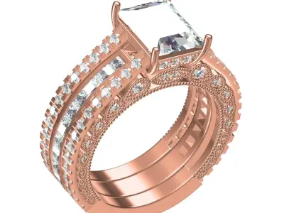 Unique Luxury Princess Ring Ret for Women 3D print model