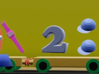 Letters train with numbers 3D model
