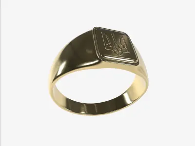 ring with Ukrainian coat of arms 3D print model