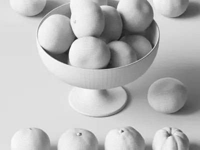 Tangerines in a tall bowl Low-poly 3D model