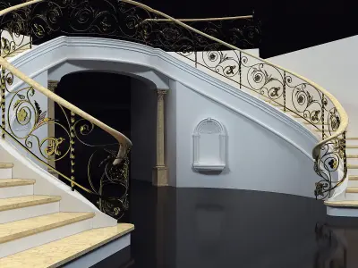 classical marble staircase 3D model
