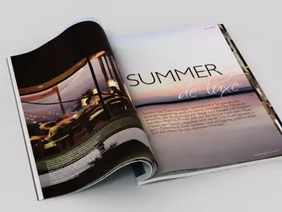 Magazine 2 book with beach Low-poly 3D model