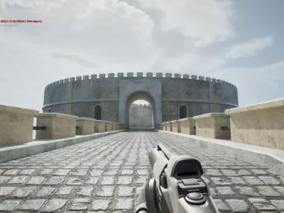 Castle with tower and stairs Low-poly 3D model