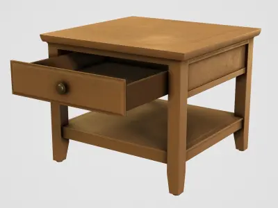 Oak Wood Table With Storage Free low-poly 3D model