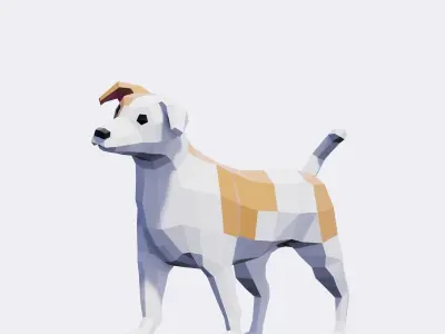 Jack Russell Terrier Dogs Low-poly 3D model