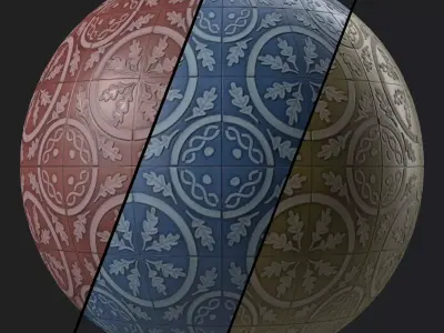 Stone Wall Materials 110- Ornament Ceramic Tile - Pbr Seamless Texture