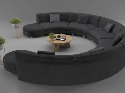 Round Sofa Set 2 3D model