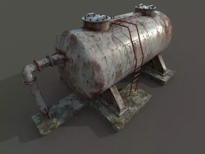 Oil tank Low-poly 3D model 2