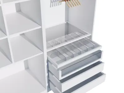 White Wooden Four-Door Lacquered Cabinet 3D model