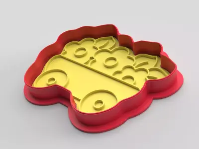 Cookie cutter and stamp - Car cart and flowers 3D print model