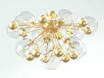 chandelier gold with glass balls 3D model