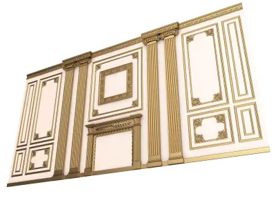 Boiserie Classic Wall with Mouldings 02 White Low-poly 3D model