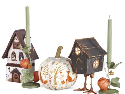 Autumn Decorative Set 3D model