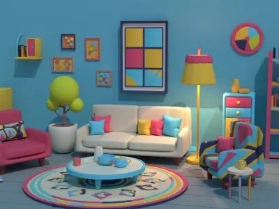 Stylized Living Room 3D model