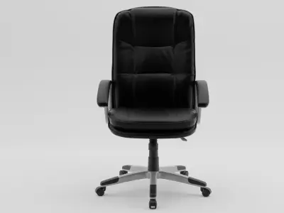 Black Leather Executive Office Chair Silver Base  PBR 3D Model 3D model