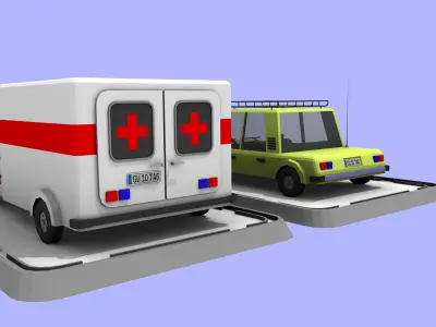 2 Cartoon Low Poly Cars - Set 02 Low-poly 3D model