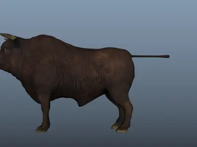 Bull RIg Animated Low-poly 3D model