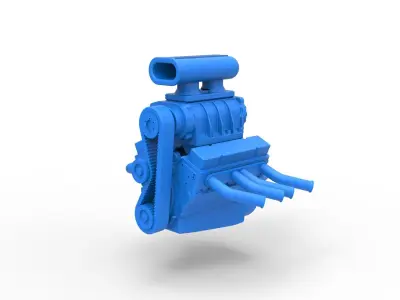 Engine V8 for vintage dragster Version 5 Scale 1 to 25 3D print model