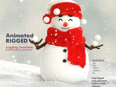 Animated Snowman Juggling 3D model