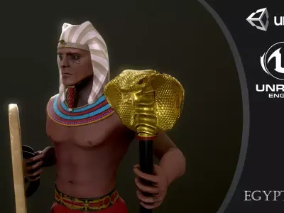 Egyptian soldier Low-poly 3D model