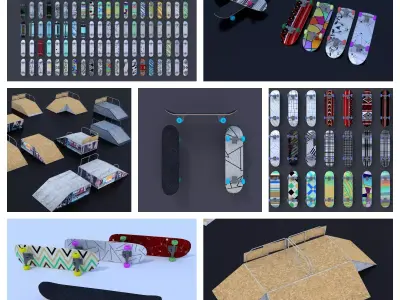 Skateboard Ramps Park Mega pack Game Asset Collection Low-poly 3D model