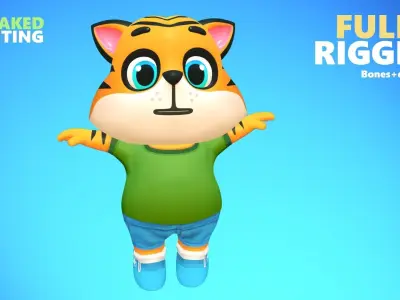 Tiger Cat Animated Rigged Low-poly 3D model