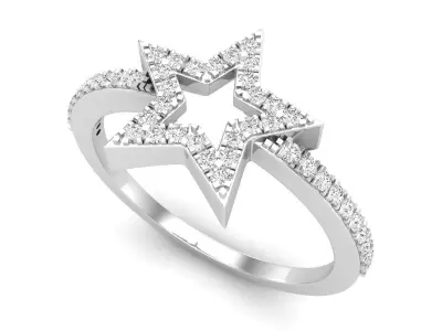 AV 697 Diamond Star Shaped Ladies Bridal Engagement Ring 3D print model