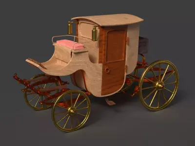 Chinese ancient wooden  carriage   Low-poly 3D model