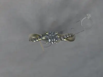 Luxury twist solitaire ring 3d model 3D print model