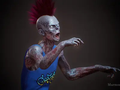 Zombie Boy game character for Horror games Low-poly 3D model