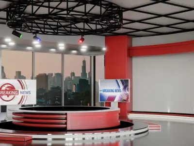 Virtual TV News Studio 3D model