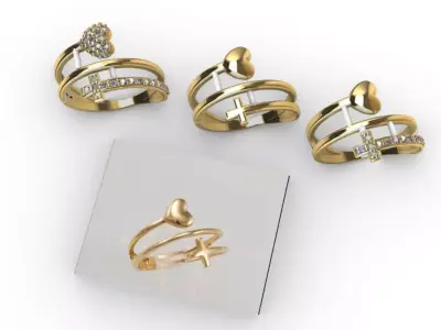 Conjunto de anillos para  Dama-mujer -v- 3D print model