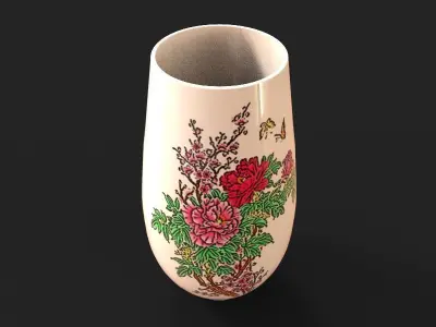 The Vase chinese with flowers 3D model