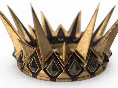 medeival spiked Crown with dark gems 3D model