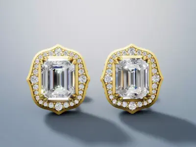 Diamond Earrings 3 D print model C 69 3D print model