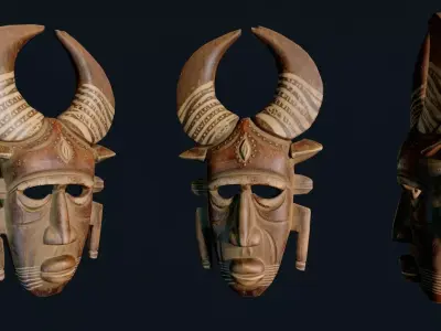 African Decor Mask 4 Low-poly 3D model