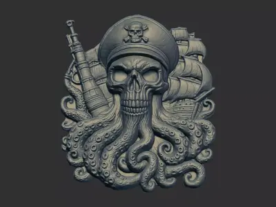 octobus pirate withtwoship cnc model 3D print model