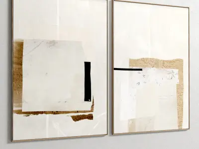 Plaster Two Photo Frame E-51 Low-poly 3D model