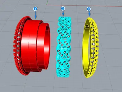 Luxury Cuban Spinner Ring  Fully Paved  Size 8 US 3D print model