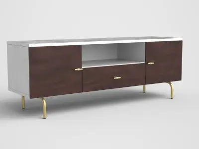 Elliotte media Cabinet walnut lacquered Low-poly 3D model