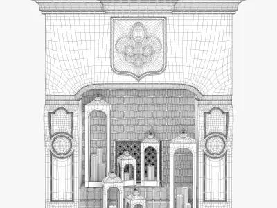 Fireplace set 3 with candles 3D model