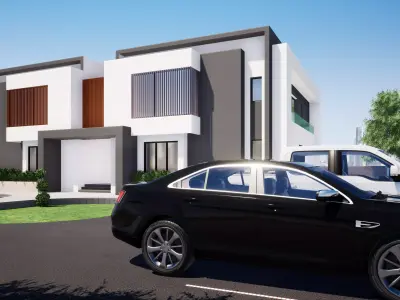 Modern Two Story House 3311 Sqm Complete Architectural Model Low-poly 3D model