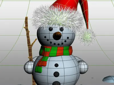 Snowman cartoon Low-poly 3D model