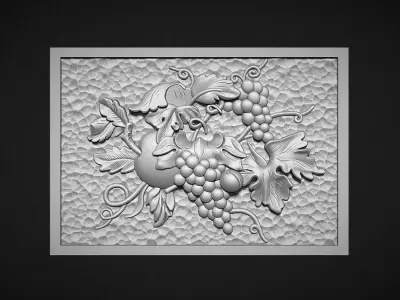 A beautiful grape bas-relief 3D print model