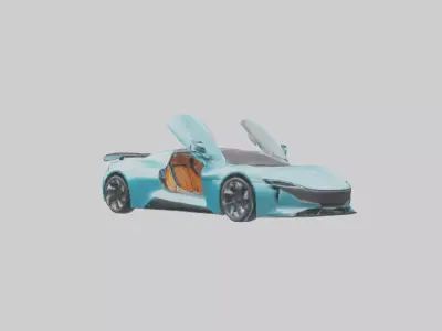 Electric Sports Car model Low-poly 3D model