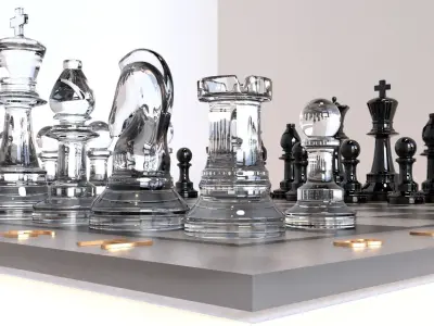 Glass Chess Set 3D model
