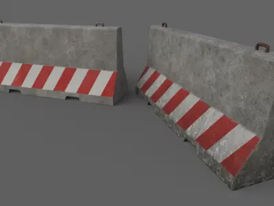 PBR Concrete Barrier V3 Low-poly 3D model