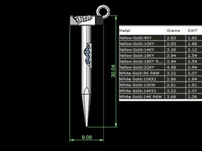 Screw 3D model gold key with diamonds 3D print model